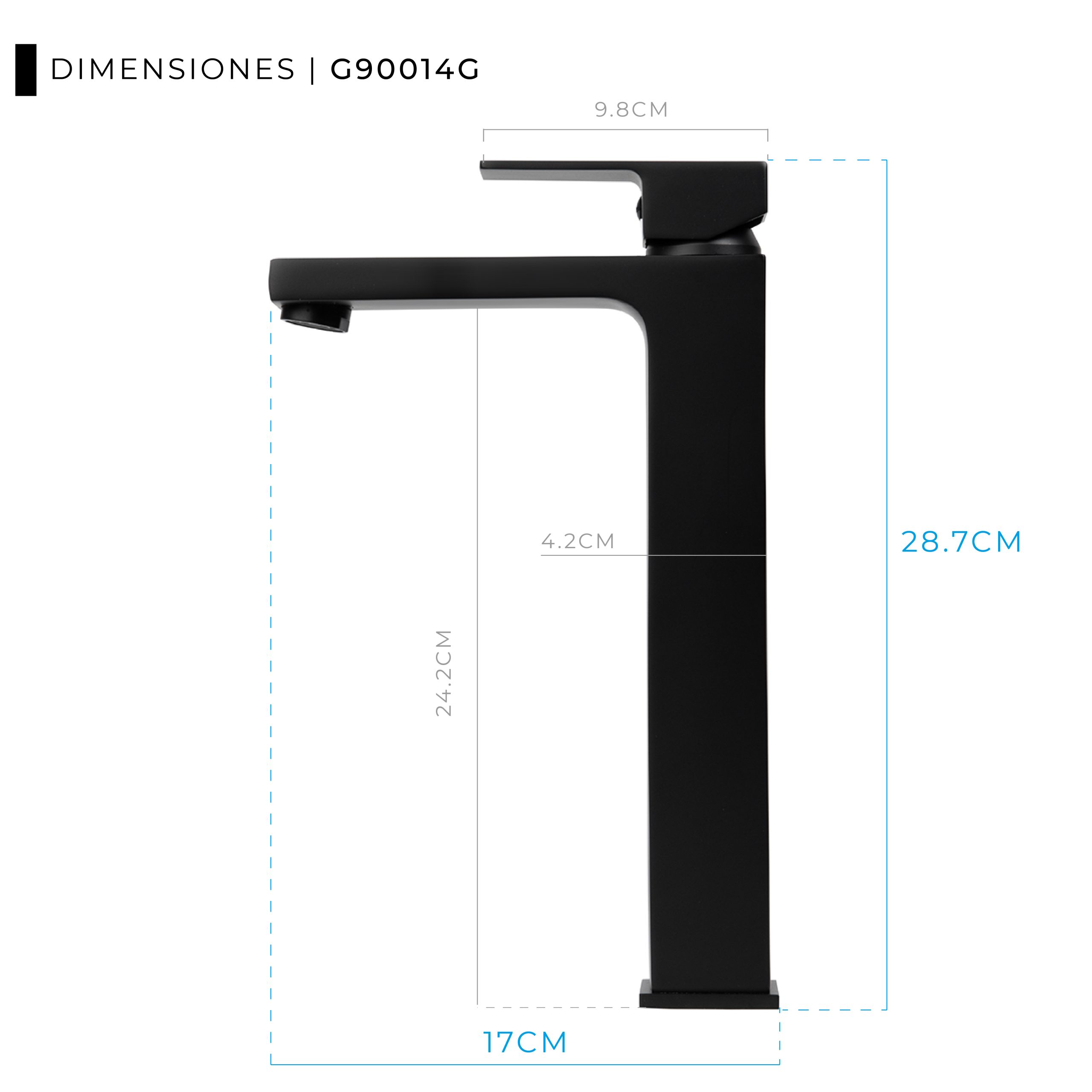 GRIFERÍA LAVATORIO MESADA ALTA MONOCOMANDO BRONCE - Imagen 2